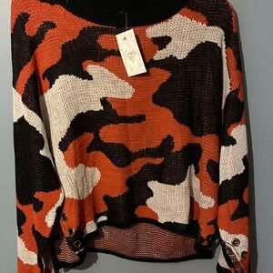 POL Black and Orange Knit Sweater oversized will fit up to a xl